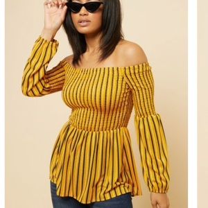 Off the shoulder striped top